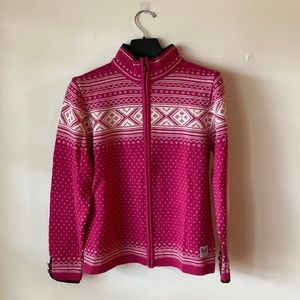 Dale of Norway Women’s Full-zip Fair Isle Cardigan in Fuscia - Size M